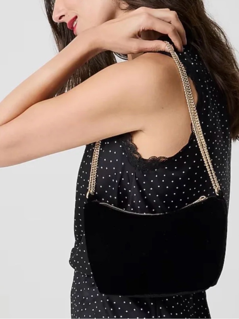 J. Crew Factory Mini Velvet Chain Handbag